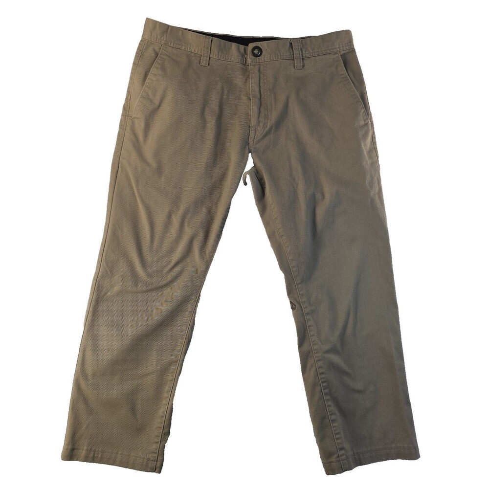 Volcom Frickin Modern Fit Chino Pants Mens 36x26 Brown Stretch Twill Skate